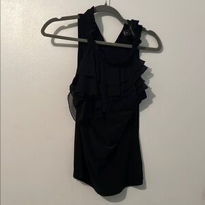 White House Black Market Black Ruffle Tank Top